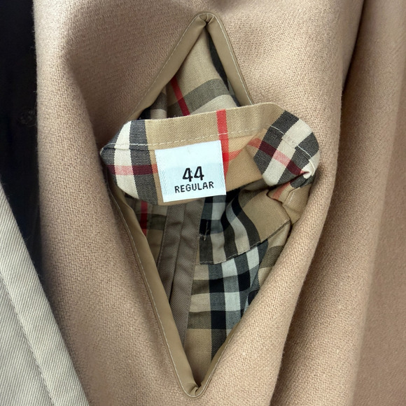 Burberry Vintage Trench Coat Men 44R Khaki Nova Check Wool Liner Belted Heritage - Picture 13 of 16